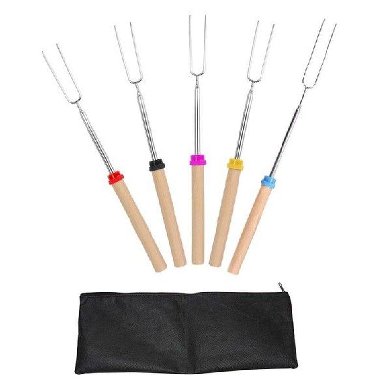 5pack marshmallow roasting sticks with wooden handle