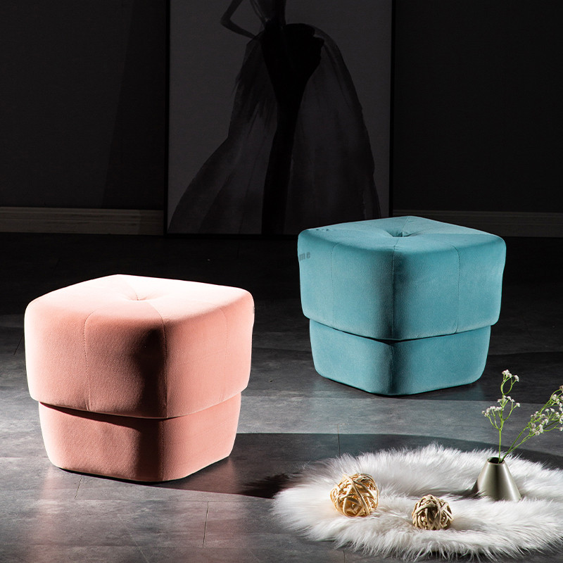 Nordic Living Room Stools Luxury Fabric Low Stool Living-封面