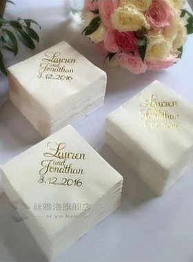 100Pcs/Lot Gold Printed Beverage Napkins Wedding Custom Napk