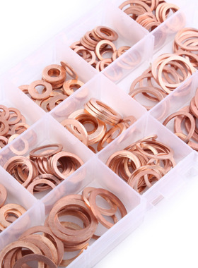 280pcs Assorted Copper Washer Gasket Set Flat Ring Seal Asso