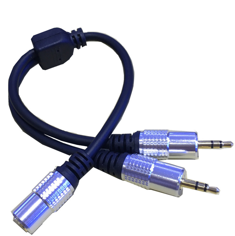 DC 3.5mm TRRS 3 Pole  female to 2 3.5mm male input TRS Audio