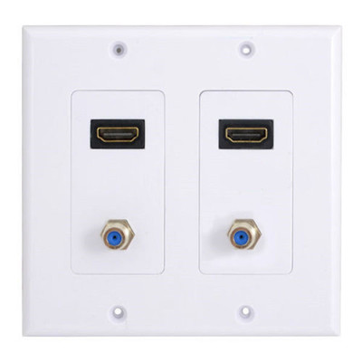 2HDMI Wall Plate Composite Video Audio Adapter Jack Outlet P