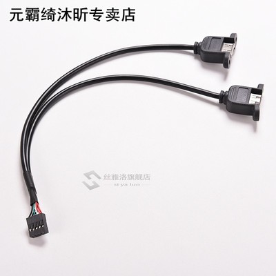 1PC 2 Dual Port USB A Female to Internal 9 Pin Header Adapte