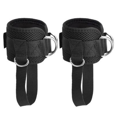 Adjustable 4 D-Ring Ankle Straps Gym with Foot Strap Cable M