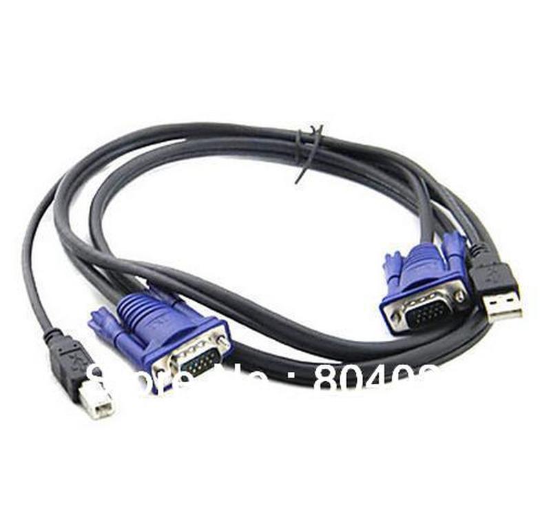 1.5M KVM Switch Cable 2in1 USB 2.0 Type A to B 4Pin + Standa