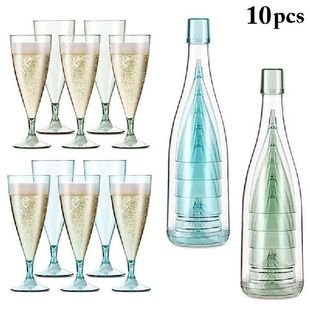 10pcs Champagne Flutes Toasting Glasses DIY Plastic Red