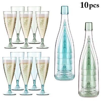10pcs Champagne Flutes Toasting Glasses DIY Plastic Red