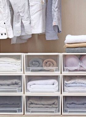 Drawer Type Plastic Clothes Storage Box Transparent