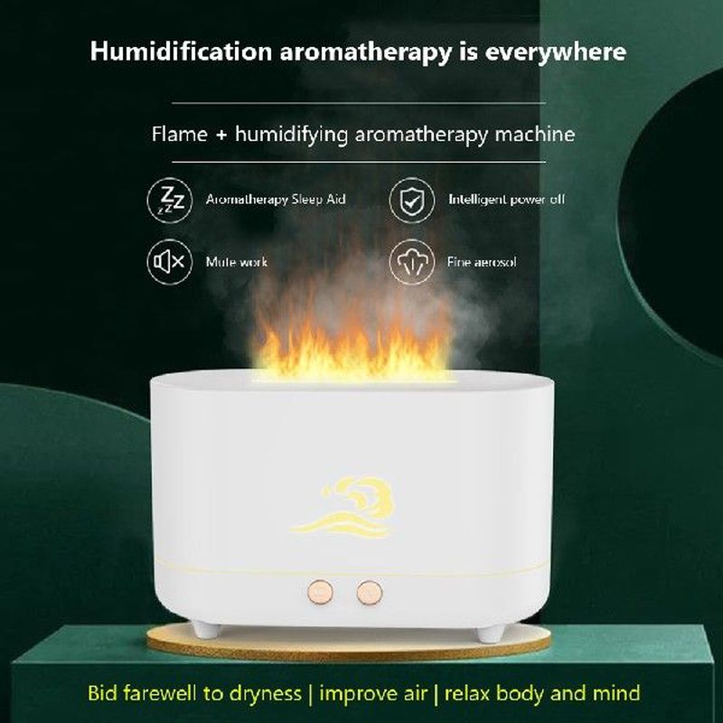 LED Flame Effect Lamp Air Humidifier Aroma Diffuser