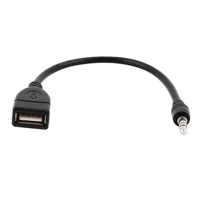 USB jack, AUX, 3.5 mm jack for data charging cable black