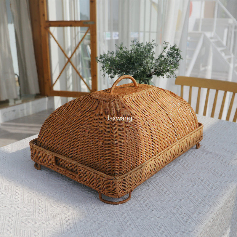 rattan food cover rectangle wicker meal cover anti-cat and