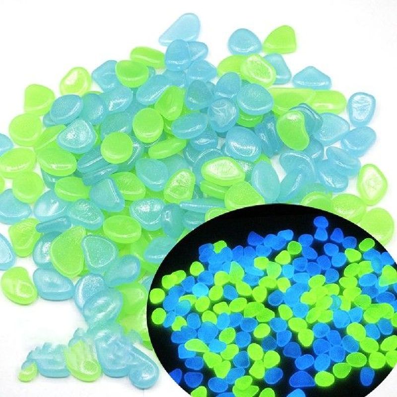 100pcs Blue Green Mixed Glow Pebbles Luminous Stones Glow