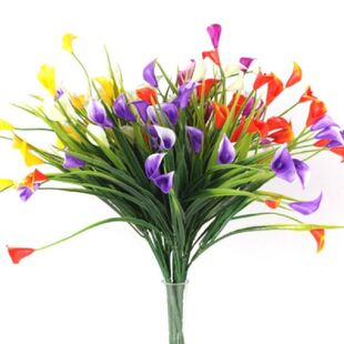 6 Pcs Artificial Plants Outdoor Plastic Flowers Fake Calla