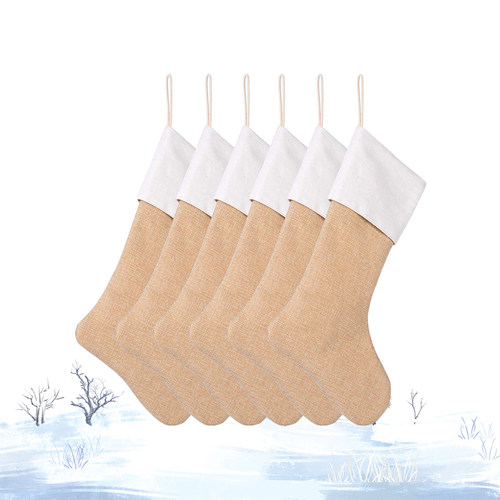 6pc Large Socks Stockings Fabric Gift  Christmas Lovely Bag