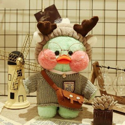 30cm Cute Duck Toy Clothes Wearing Glasses Green LaLafanfan