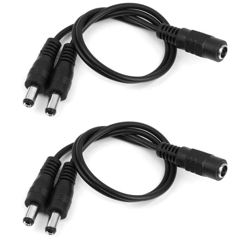 2pcs Dc 5.5 X 2.1 mm 1 plug to 2 plug Power cable adapter