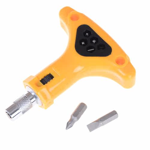 6 in 1 T Handle Anti-slip Ratchet Screwdriver Bits Tool Set