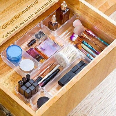 PCS Storage Box Desk Drawer Organizer Trays Plastic Drawer