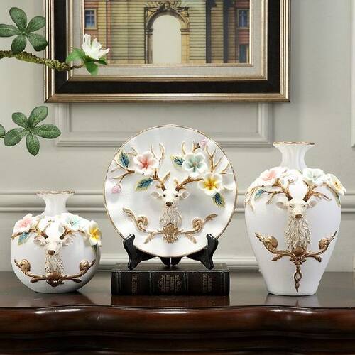 3Pcs/Set Ceramic vase 3D Stereoscopic dried flowers