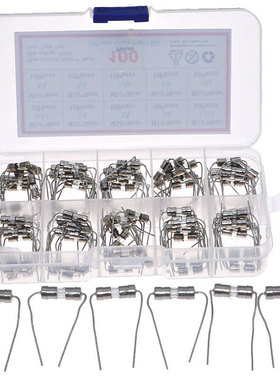 100pcs 10value 3.6*10mm 250V Double Iron Cap Axial Slow Glas