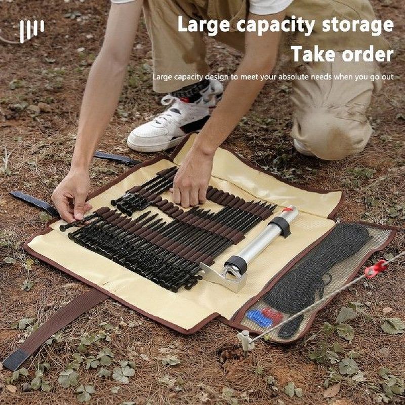 Portable Outdoor Camping Tent Nail Storage Bag Hammer Stake