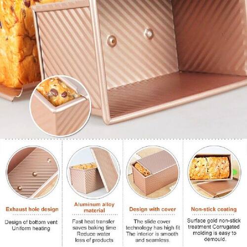 Aluminum Alloy Toast Box Pullman Loaf Pan With Lid