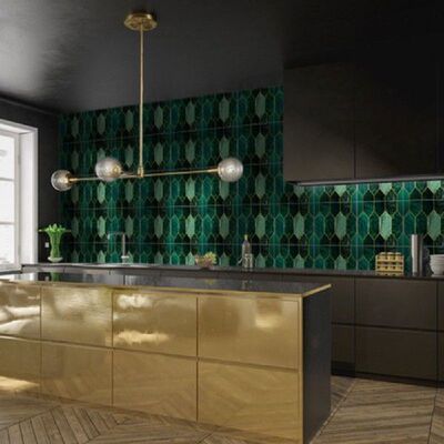 Green Bronzing Waterproof Mosaic Tile Sticker Bedroom