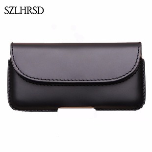 SZLHRSD Black Men Belt Clip Genuine Leather Pouch Waist Bag