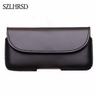 SZLHRSD Black Men Belt Clip Genuine Leather Pouch Waist Bag