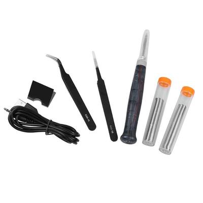 USB Iron LED Lamp Tin Wire Anti Static Bending Tweezers Rewo