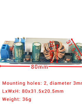 DC-DC USB Step Up Power Supply Module 2-24V 80W CC CV Consta
