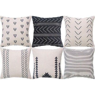 Geometric Pillow Case - Set Of 6 - Decorative Cotton Sofa