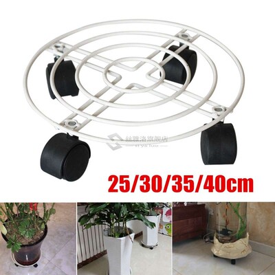 Garden Metal Stand 25/30/35/40cm Plant Pot Tray 4 Wheels Pla