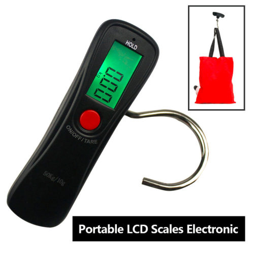50Kg LCD Display Hanging Scales Weight Hook Scale  Black sca