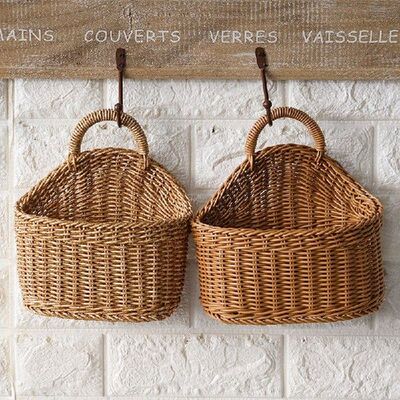 Handmade Woven Hanging Basket Plastic Weaving Handed