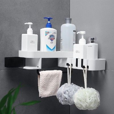 Wall Mounted Corner Shower Shelf Kitchen Storage Rack