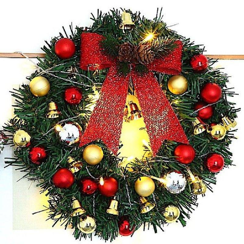christmas wreath with 20 led lights and bells christmas