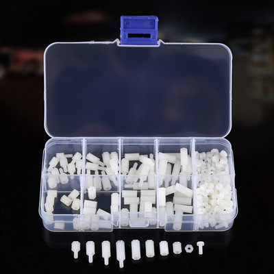 200pcs M2.5 Nylon Male Female Hex Standoff Bolts Nuts Assort