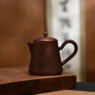 Handmade Pure Copper Teapot Tea Kettle Hammer Pattern Kung