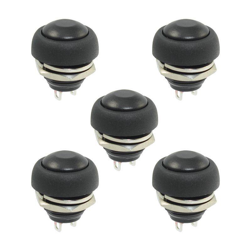 black 5x pcs m4 12mm momentary on/off button round spst swit