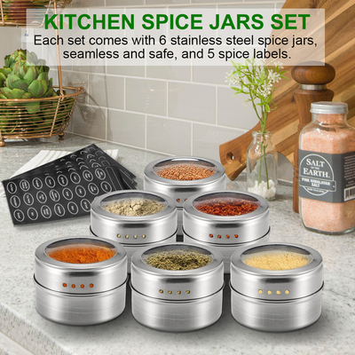 6PCS Magnetic Spice Jar ers Salt Holder Box Shaker  Spices C