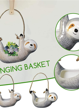 Ceramic Vase Wall Hanging Sloth Shape Flower Pot
