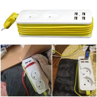 Wall Charger Multiple 2 Extension Socket Outlet 4 USB Port