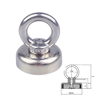 Strong N52 Neodymium Magnet 32x30mm with Circular Eyebolt Ri