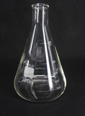 3000ML Conical Erlenmeyer Flask G3.3 Borosilicate Glass Lab