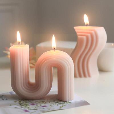 Geometry Unique Candle Wave S Shape Unscented Decorative