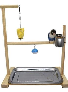 Bird Perch Stand Parrot Playground with Stainless Steel