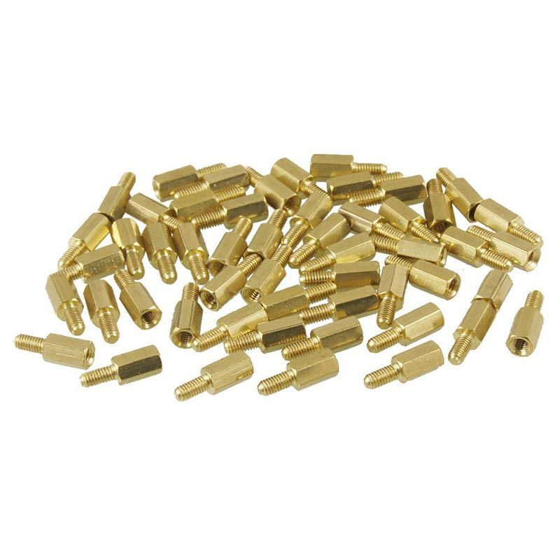 50Pcs M3 Male to Female 14mm Brass Screw Hexagonal Standoff