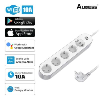 Aubess EU Power Strip With Extension Cable Electrical