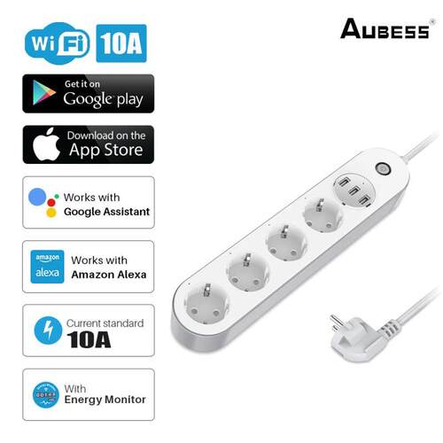 Aubess EU Power Strip With Extension Cable Electrical
